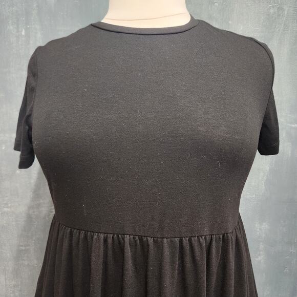 Shein Black Knit Ruffle Hem Midi Dress With Pockets Large/ XL Stretch - Picture 2 of 7